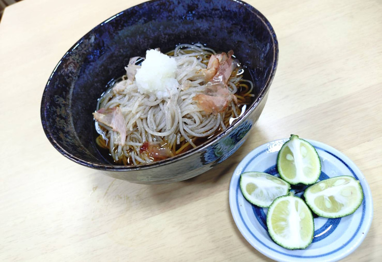 Sudachi Oroshi Soba (Chilled Soba with Sudachi Citrus and Grated Daikon Radish)